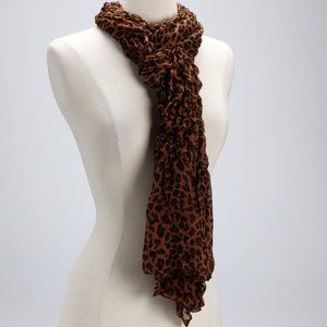 David & Young Brown Leopard Print Scarf